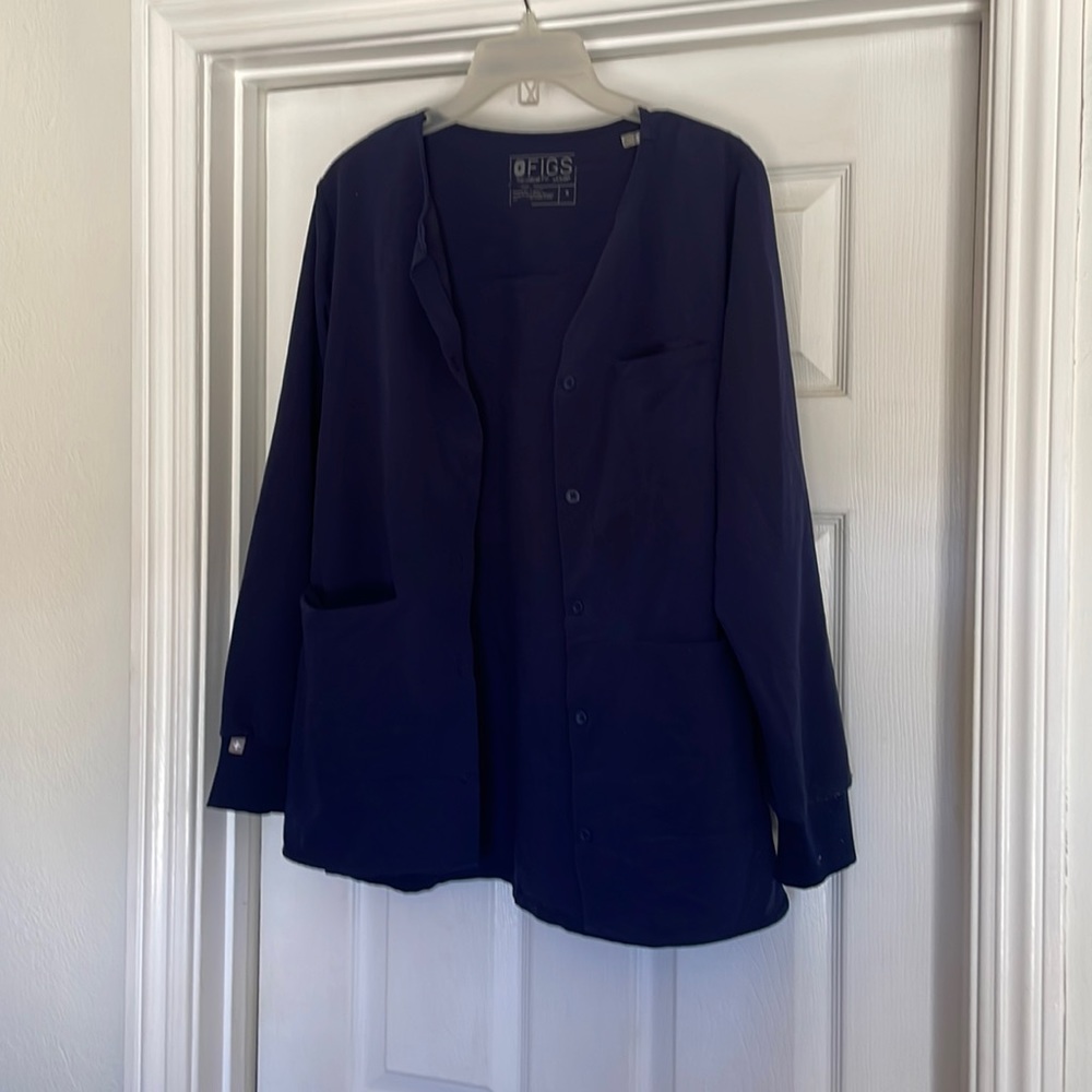 Figs Women's Navy Button-Up Medical Scrub Jacket
